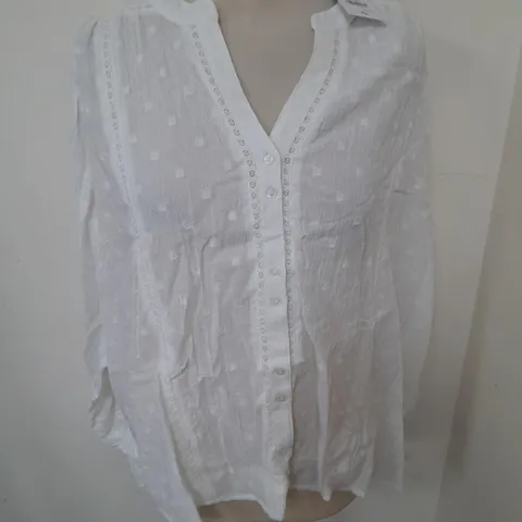 NEXT BUTTON FRONT WHITE BLOUSE - UK 18