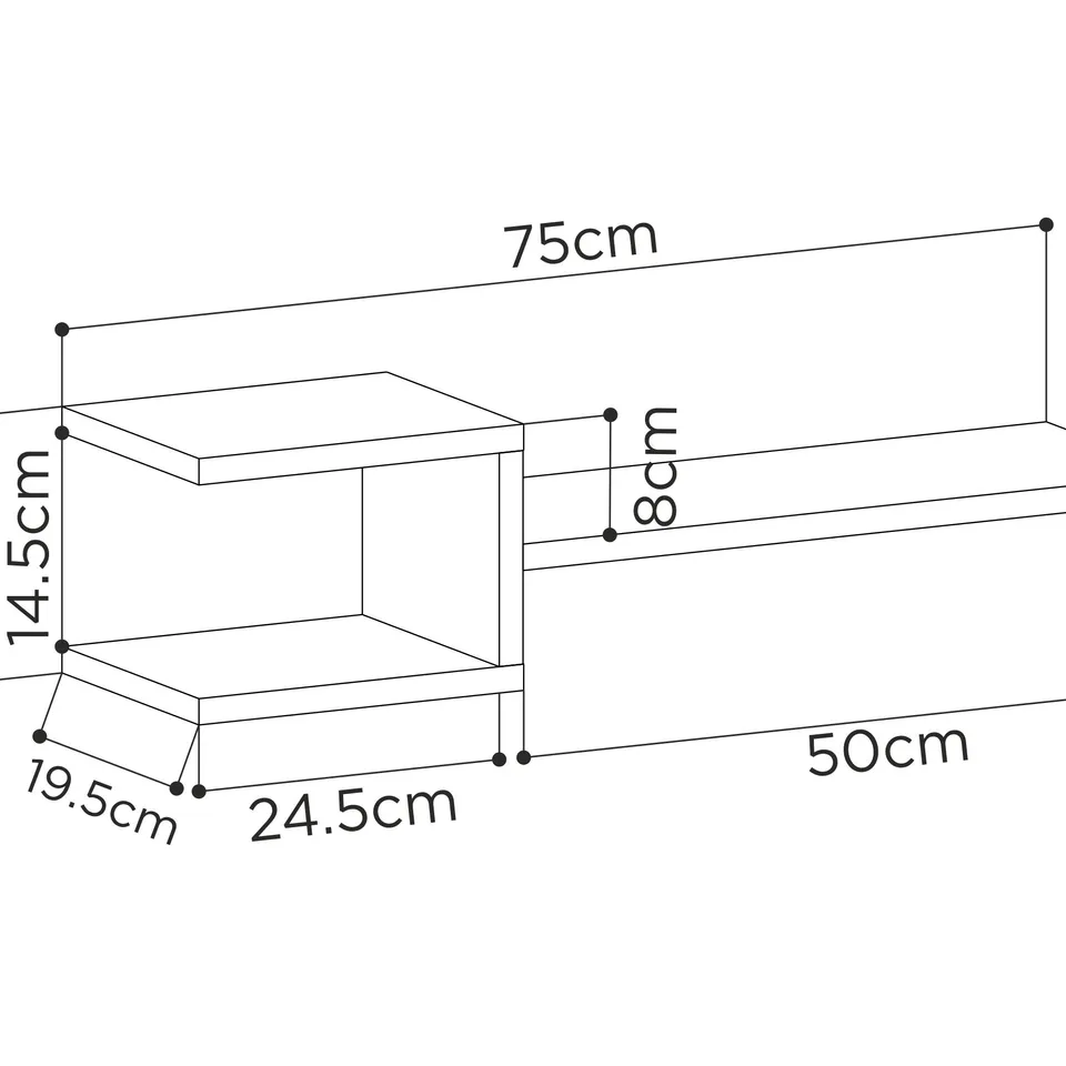 BOXED FORK MODERN FLOATING SHELF SET 18.2CM 