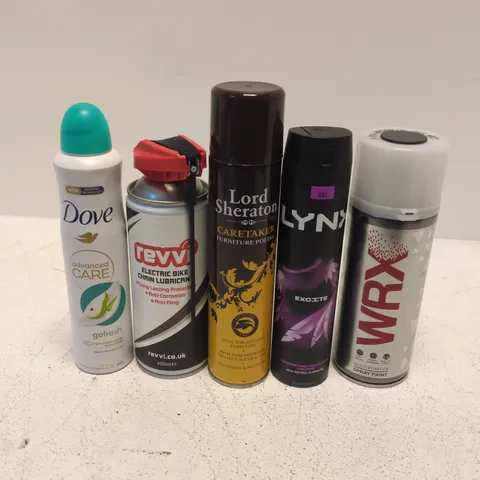 APPROXIMATELY 13 ASSORTED AEROSOLS TO INCLUDE LYNX EXCITE, FURNITURE POLISH, WRX SPRAY PAINT, ETC - COLLECTION ONLY