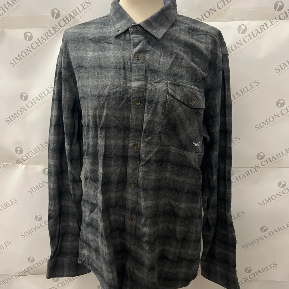 GANDYS LONG SLEEVED CHECK SHIRT IN GREY SIZE XL