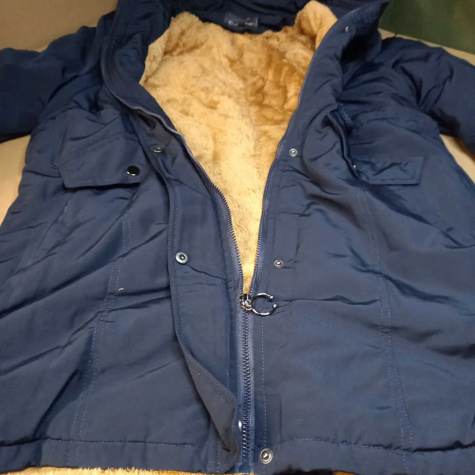 DESIGNER NAVY/TAN BORG LINED WINTER COAT - 3XL