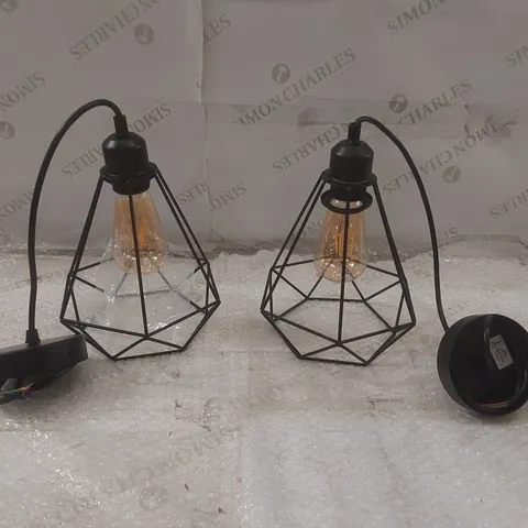 BOXED PAIR OF METAL PENDANT LIGHTS