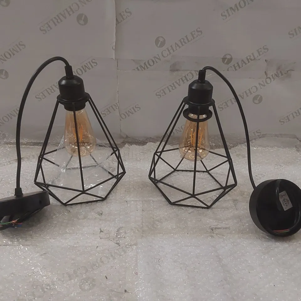 BOXED PAIR OF METAL PENDANT LIGHTS