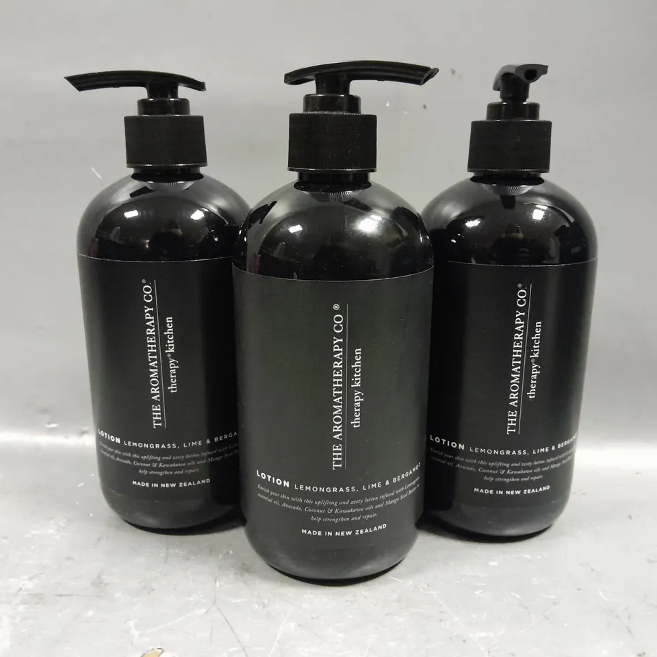 3 X 500ML THE AROMATHERAPY CO THERAPY KITCHEN LEMONGRASS, LIME, BERGAMOT