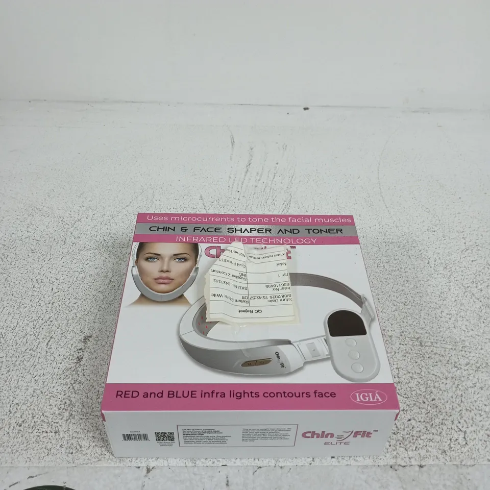 CHIN FIT ELITE CHIN & FACE SHAPER AND TONER WITH INFRARED LED TECHNOLOGY – BOXED