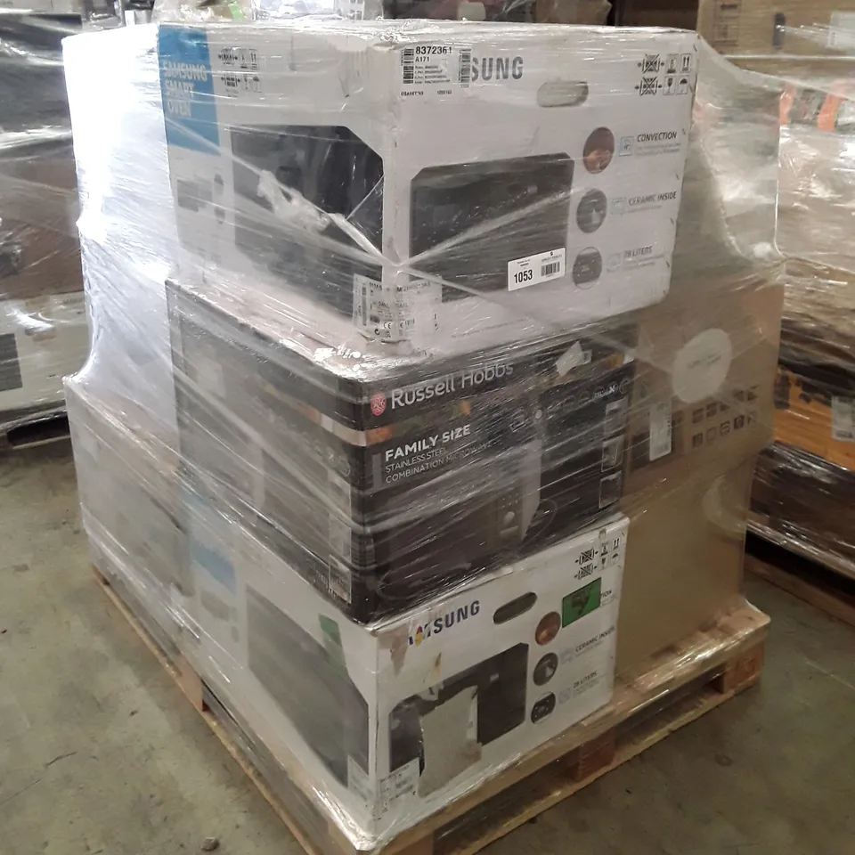 PALLET OF APPROXIMATELY 12 UNPROCESSED RAW RETURN MICROWAVE OVENS TO INCLUDE;
