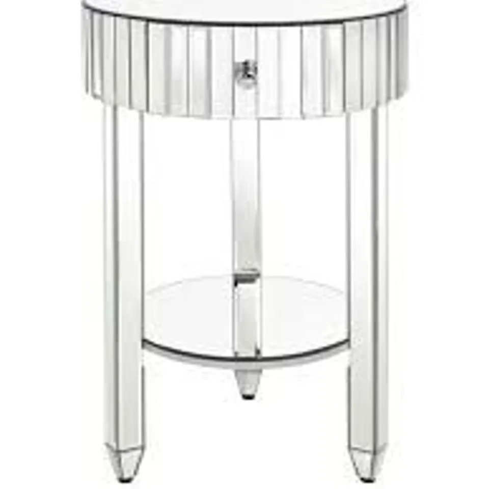 PHOEBE ROUND 1 DRAWER MIRRORED TABLE  RRP £139