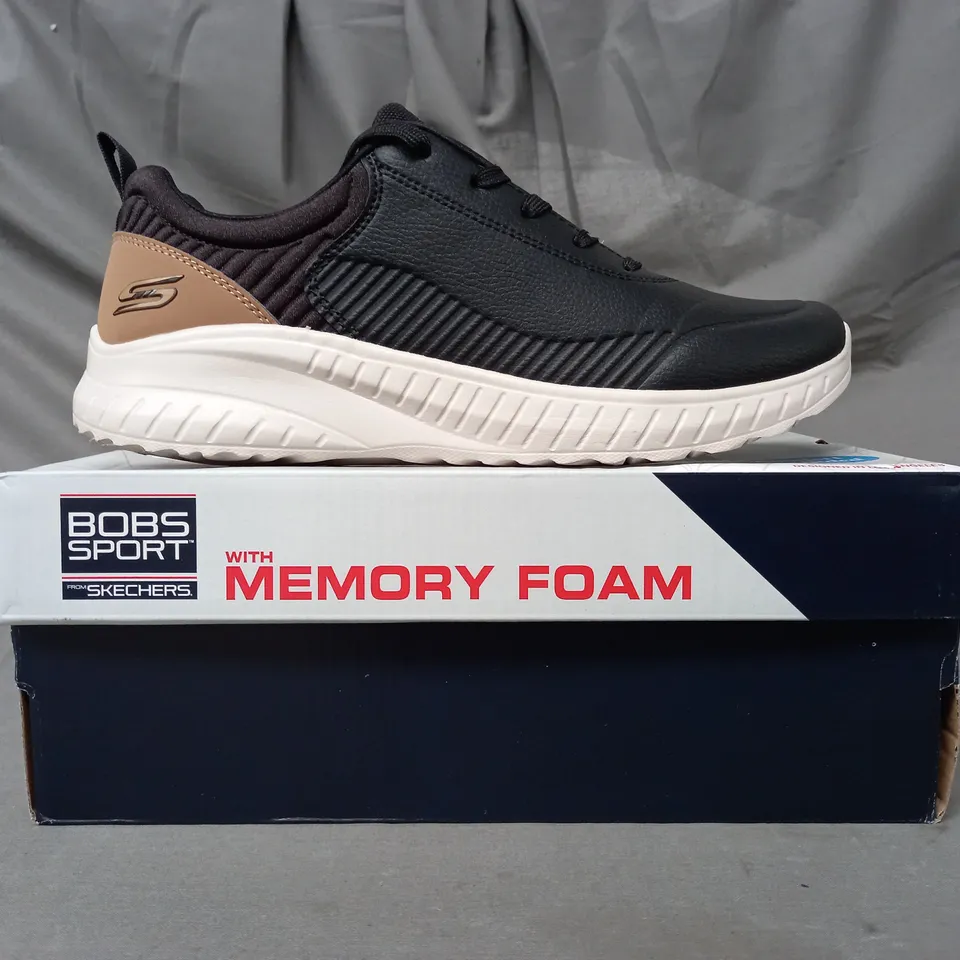BOXED PAIR OF BOBS FROM SKECHERS TRAINERS IN BLACK SIZE 8