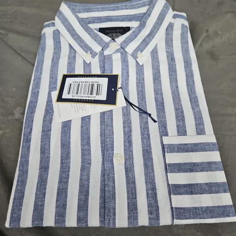 SAVILE ROW CLASSIC FIT LINEN AND COTTON BLEND SHIRT SIZE L