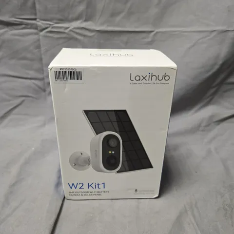 BOXED AND SEALED LAXIHUB W2 KIT1 3MP OUTDOOR WI-FI BATTERY CAMERA & SOLAR PANEL KIT