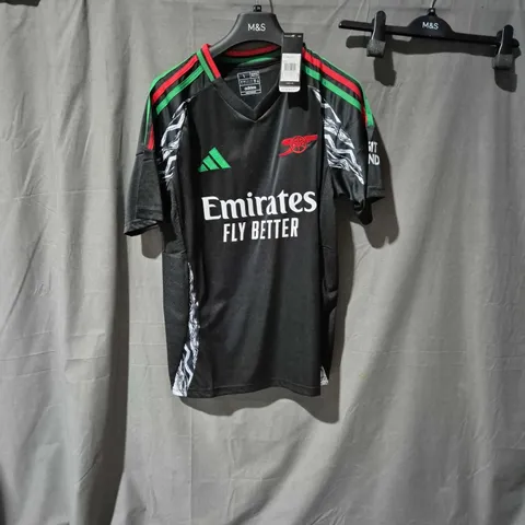 ARSENAL FC ADIDAS FOOTBALL SHIRT - BLACK WITH EMIRATES FLY BETTER SPONSOR L
