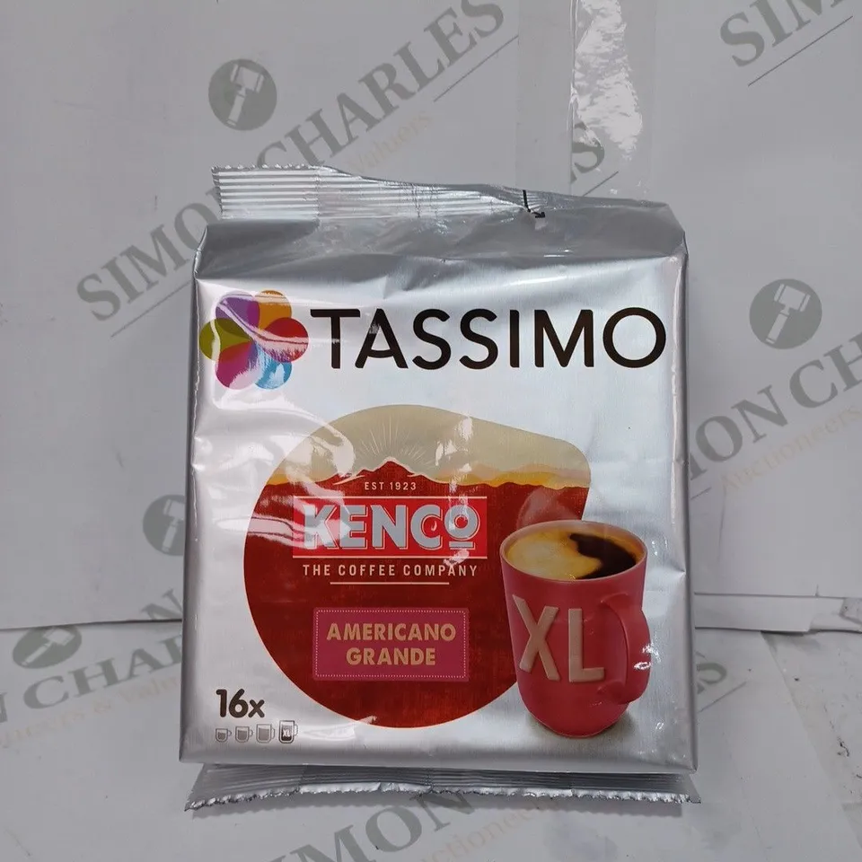 BOX TO CONTAIN 5 X PACKS OF TASSIMO KENCO AMERICANO GRANDE COFFEE PODS - APPROX. 16 X PODS PER PACK // BEST BEFORE: 14/06/24