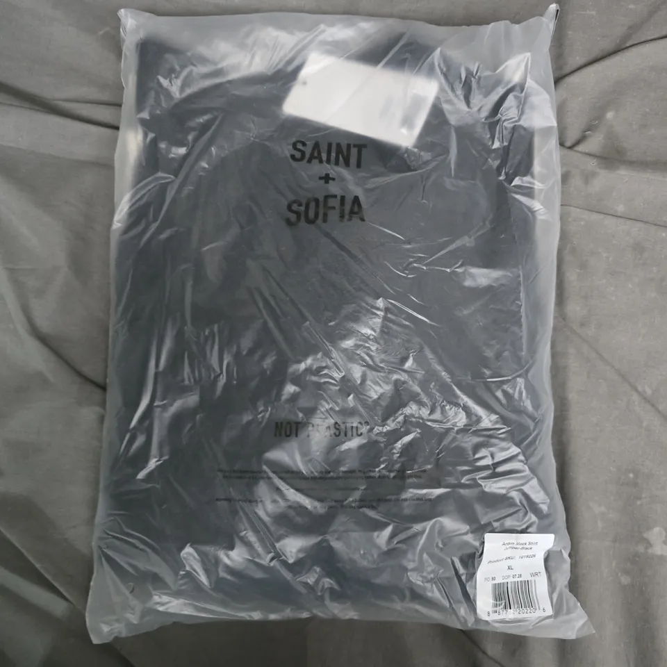 BAGGED SAINT + SOFIA  ARDEN MOCK SHIRT JUMPER – BLACK, UK XL