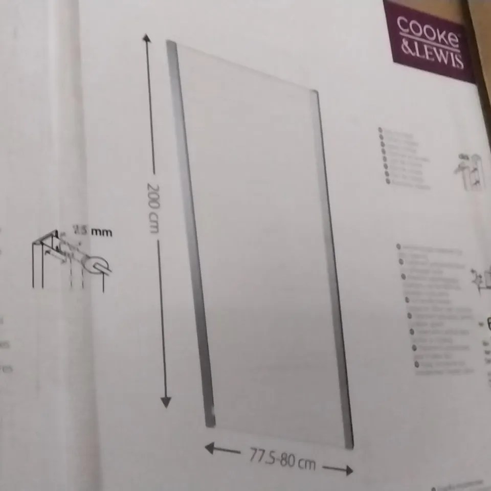 BOXED ZILIA 80 X 200 CM CLEAR SHOWER PANEL 