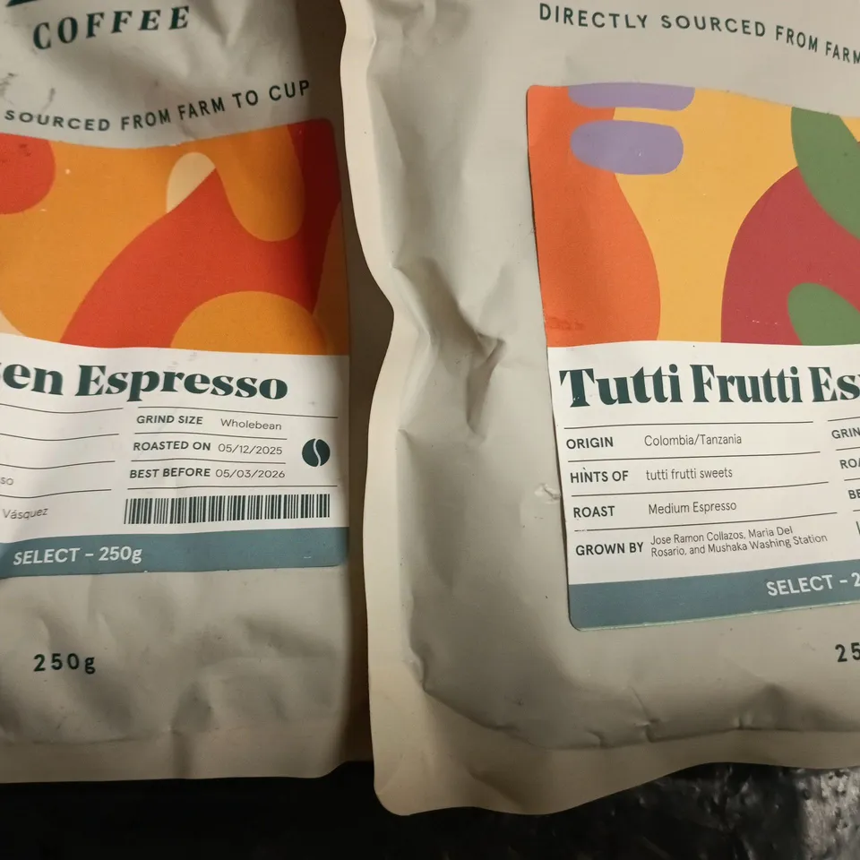 LOT OF 8 ASSORTED PACKS OF COFFEE TO INCLUDE GRIND, PACT AND LAVAZZA