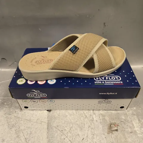 BOXED PAIR OF FLY FLOT SANDALS IN BEIGE - 6