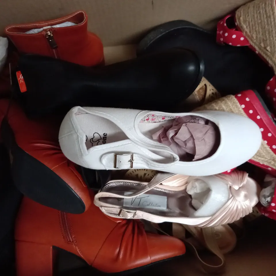 APPROXIMATELY 10 PAIRS OF ASSORTED WOMEN SHOES IN VARIOUS STYLES AND SIZES