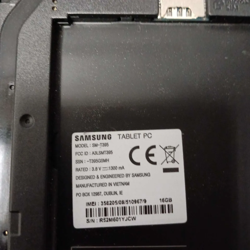 SAMSUNG TABLET PC SM-T395, 16GB, BLACK (FAULTY CHARGING PORT)