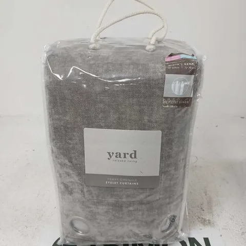 YARD RELAXED LIVING GREY HEAVY CHENILLE EYELET CURTAINS – 90IN W X 72IN L (229CM X 183CM)