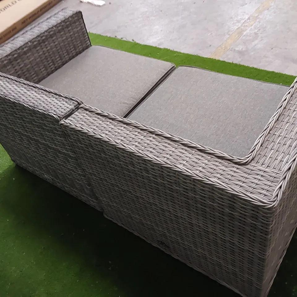 DESIGNER GREY RATTAN GARDEN/PATIO SOFA WITH SEAT CUSHIONS