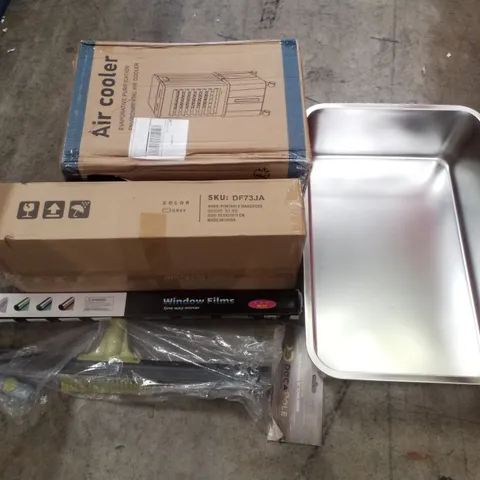PALLET CONTAINING ASSORTED PRODUCTS INCLUDING AIR COOLER, CAT LITTER BOX, PORTABLE WARDROBE, WINDOW FILM & 24" PRO PIVOTING FLOOR SQUEEGEE
