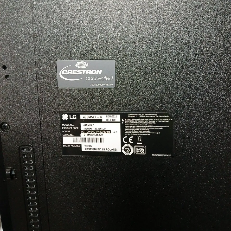 LG 49SM5KE-B 49-INCH COMMERCIAL DISPLAY MONITOR – CRESTRON CONNECTED NO POWER SUPPLY OR ACCESSORIES