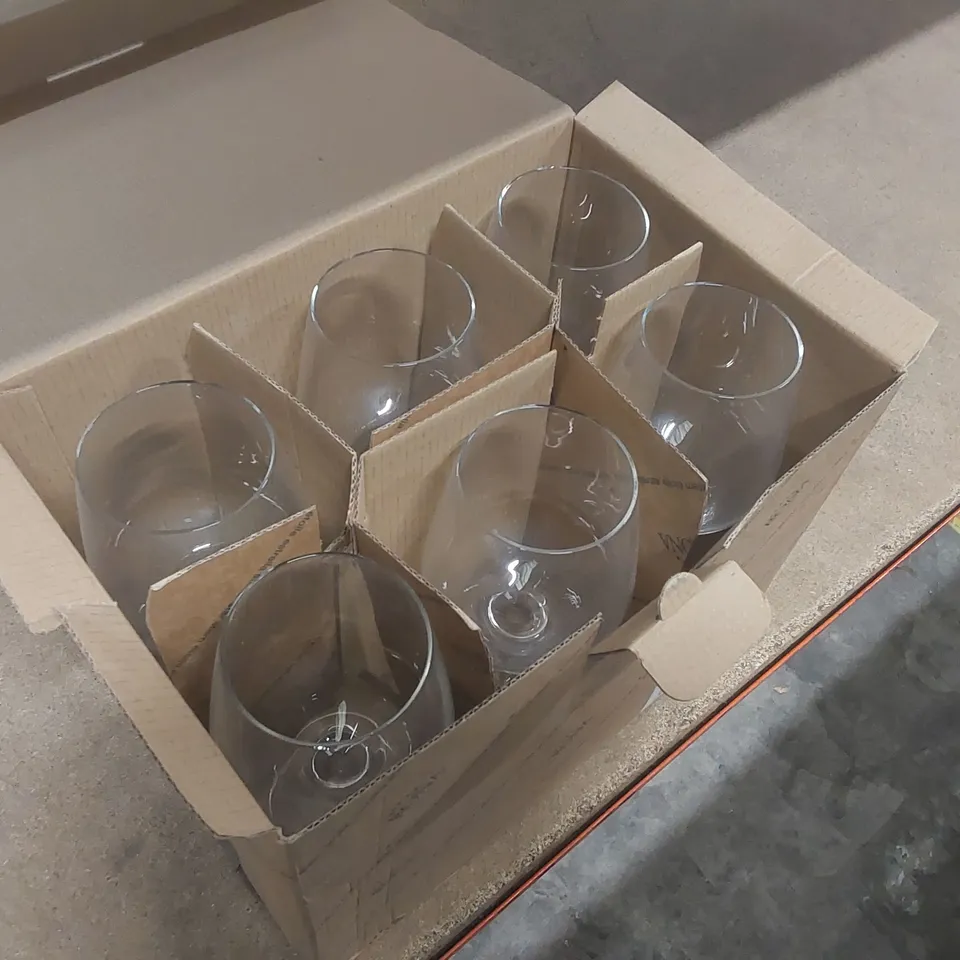 BOX CONTAINING 6x BRAND NEW RONA 360ML WINE GLASSES