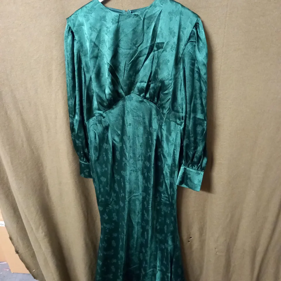 SATIN JACQUARD BLOUSON SLEEVE MAXI DRESS SIZE 18