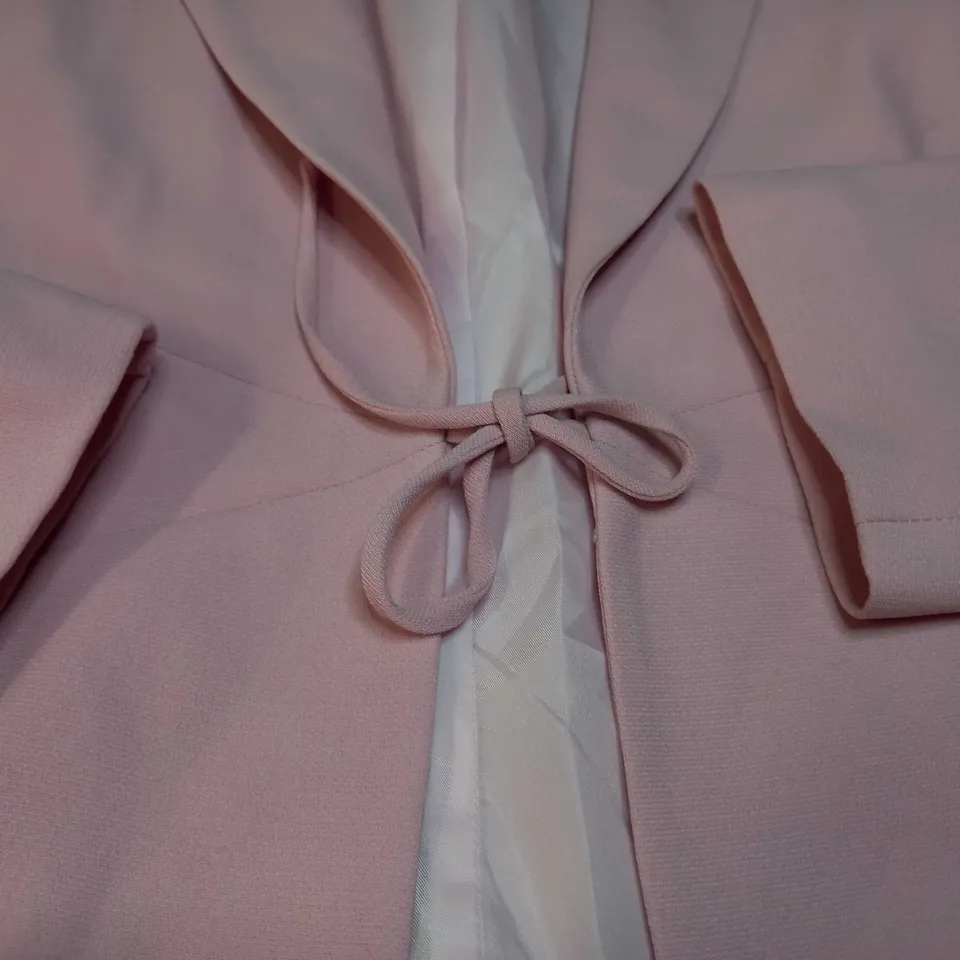 WALLIS BABY PINK MARL WOMENS TIE FRONT BLAZER - SIZE 14