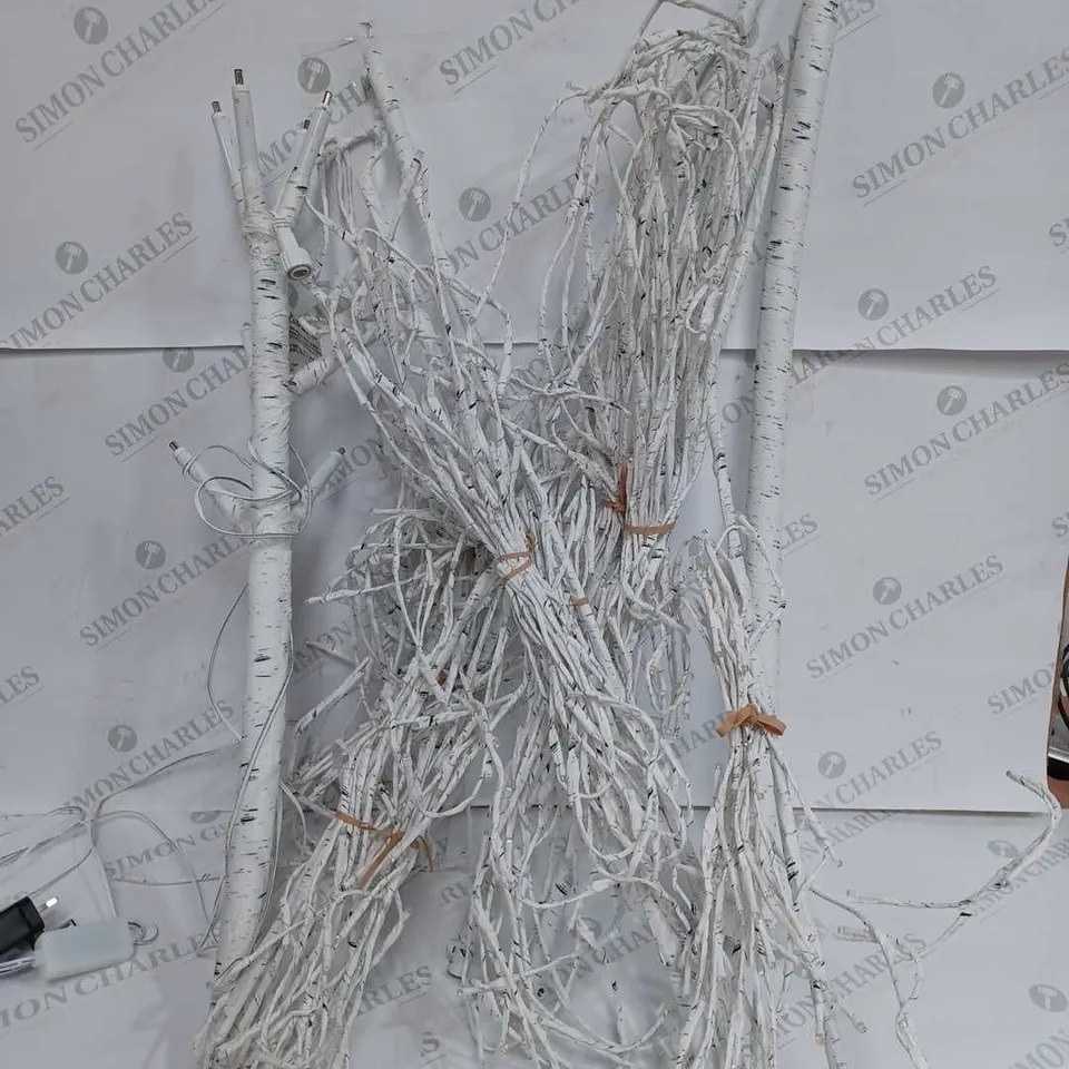 DESIGNER 7FT WHITE BIRCH TREE BRIGHT WHITE LED