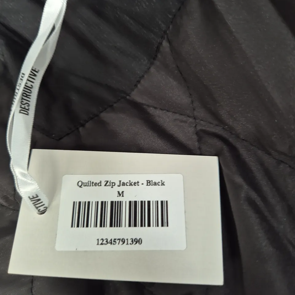 DESTRUCTIVE QUILTED ZIP JACKET - BLACK, SIZE M