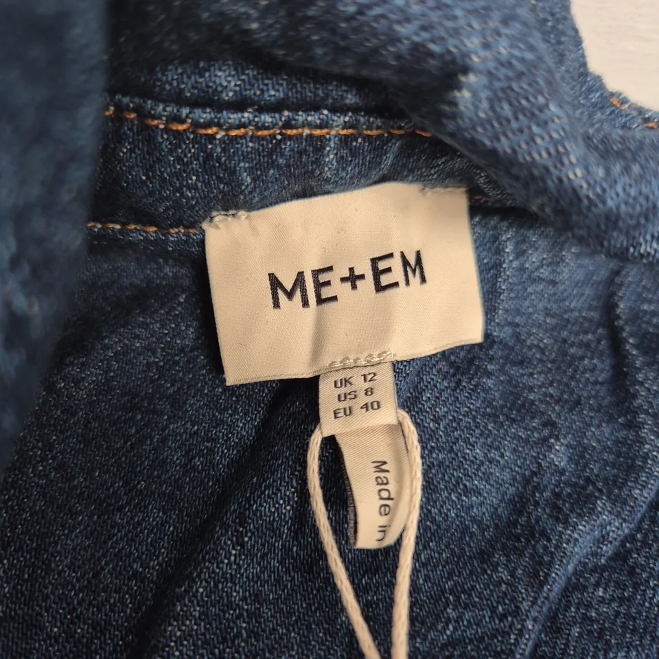 ME+EM DENIM FIT AND FLARE MIDI DRESS – WASHED BLUE, UK 12 (US 8, EU 40)