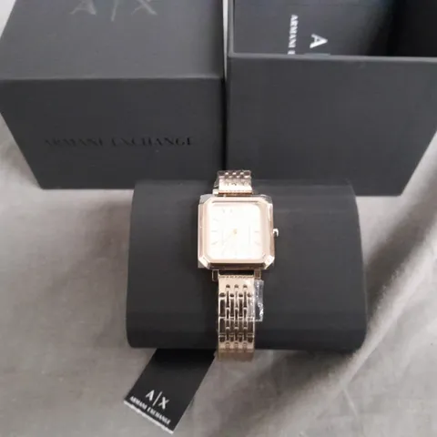 ARMANI EXCHANGE THREE HAND GOLD TONE WATCH 