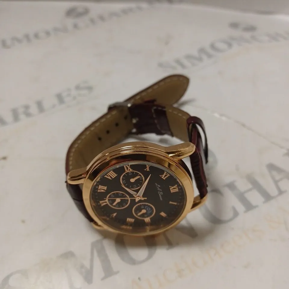 MENS LA BANUS CHRONOGRAPH WATCH - ROSE GOLD COLOUR CASE – GENUINE LEATHER STRAP