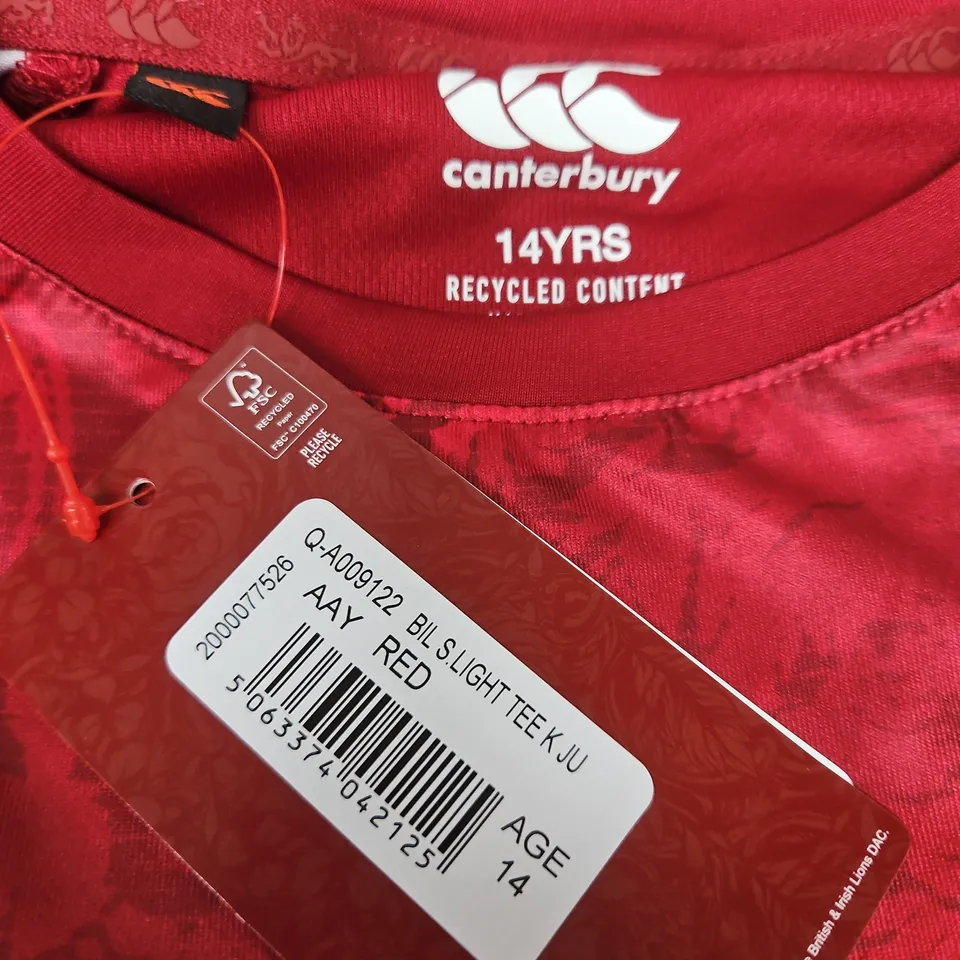 BRITISH & IRISH LIONS KIDS RUGBY JERSEY – RED, 14YRS