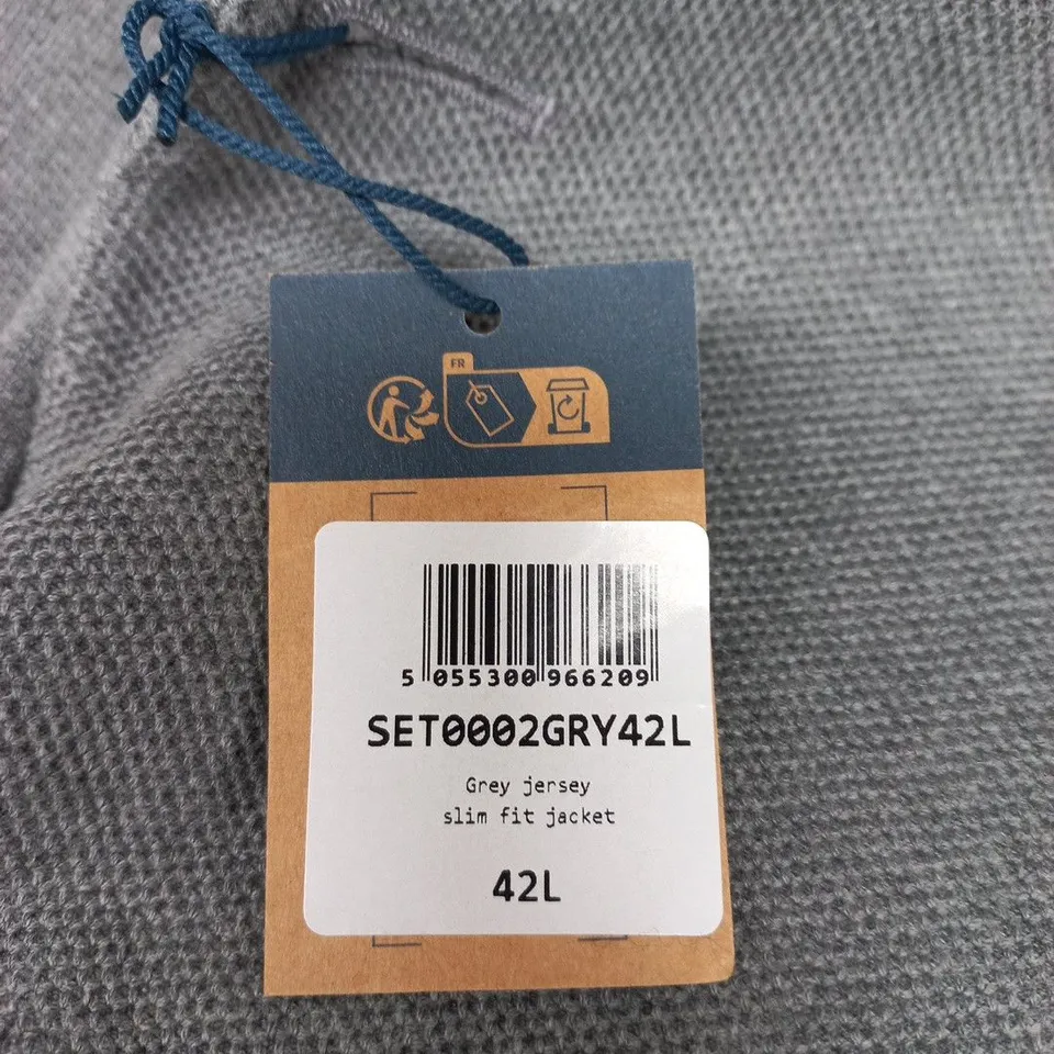 CHARLES TYRWHITT SLIM FIT GREY JERSEY JACKET – 42L