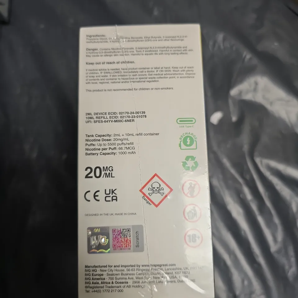 IVG SMART S500 DISPOSABLE VAPE – BLUE RAZZ LEMONADE, 20 MG/ML NICOTINE