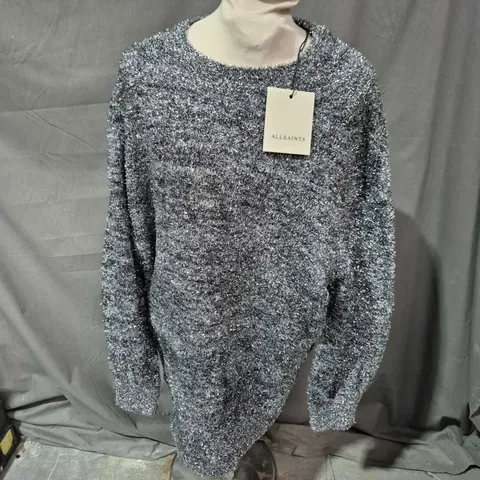 ALL SAINTS DAZZLE JUMPER DRESS IN GUNMETAL GREY - MEDIUM
