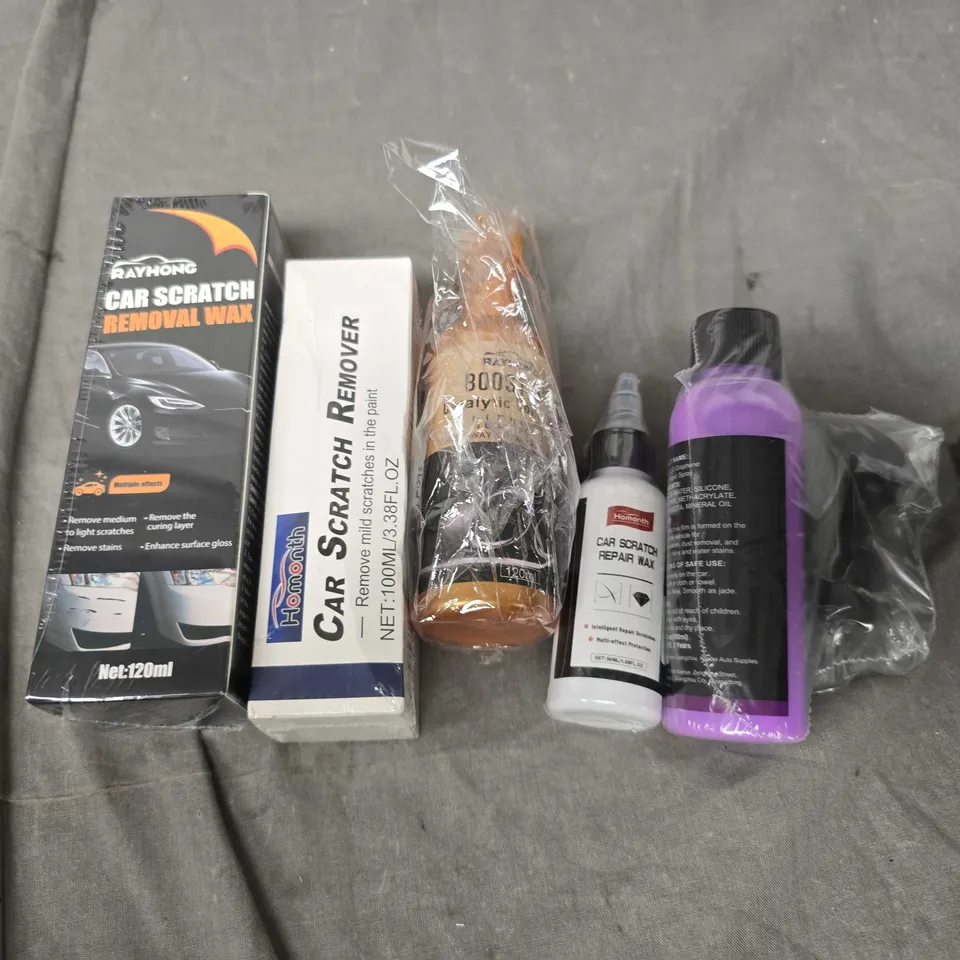 APPROXIMATELY 10 ASSORTED VEHICLE PARTS/ACCESSORIES TO INCLUDE REMOVAL WAX, SCRATCH REMOVER, BOOST UP CLEANER ETC