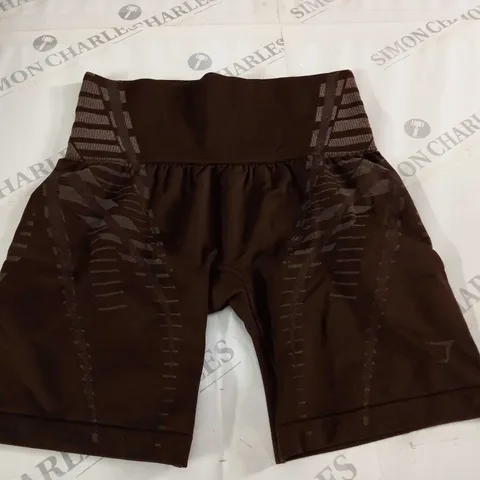 GYMSHARK BROWN TRAINING SHORTS - S