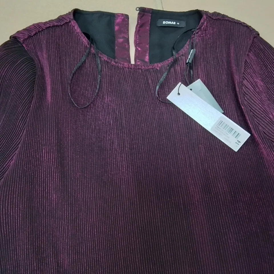 ROMAN PLEATED MINI DRESS IN MAGENTA - 14