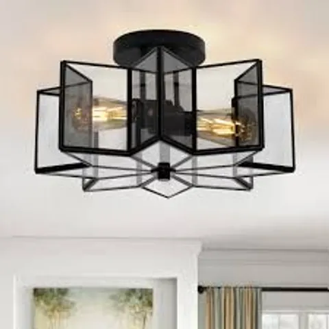 BOXED BRAND NEW 2 - LIGHT 41CM UNIQUE/STATEMENT STAR SEMI FLUSH MOUNT LIGHT - BLACK