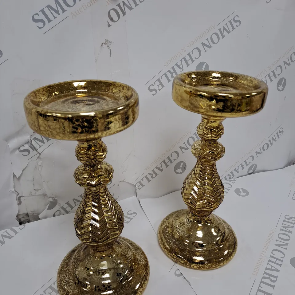 BOXED ALISON CORK PRE-LIT SET OF 2 MERCURY GLASS CANDLE HOLDERS