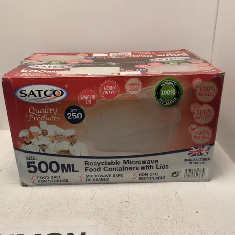 SATCO 500ML REUSABLE MICROWAVE FOOD CONTAINERS WITH LIDS – PACK OF 250