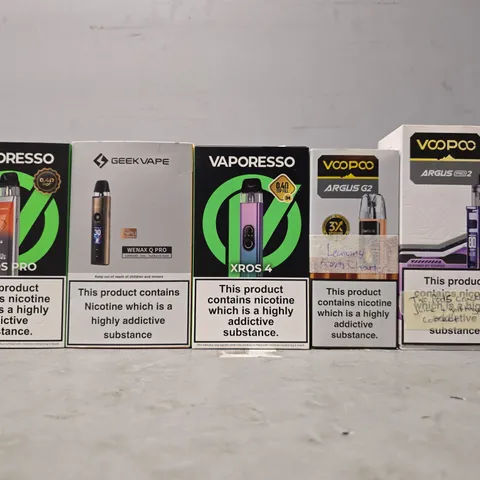 BOX OF APPROXIMATELY 18 ASSORTED E-CIGARETTES PRODUCTS TO INCLUDE - VAPORESSO, GEEK VAPE ETC