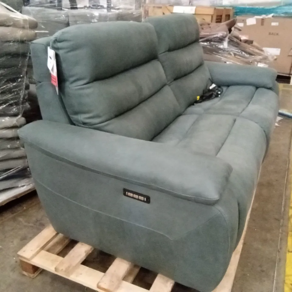 QUALITY DESIGNER ITALIAN MADE ALBA 3 SEATER LEATHER, LARGE LUMBAR ELECTRIC RECLINER SOFA