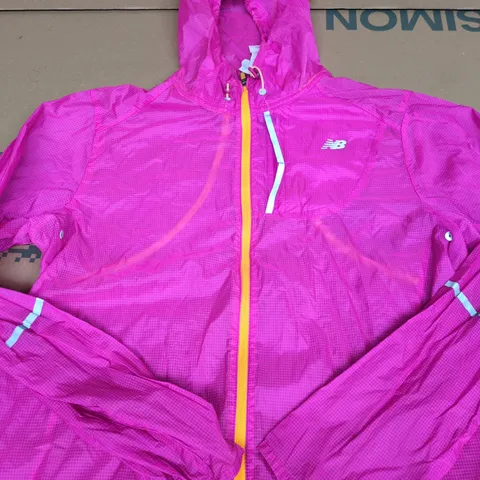 NEW BALANCE PINK HOODED WINDBREAKER JACKET – SIZE M