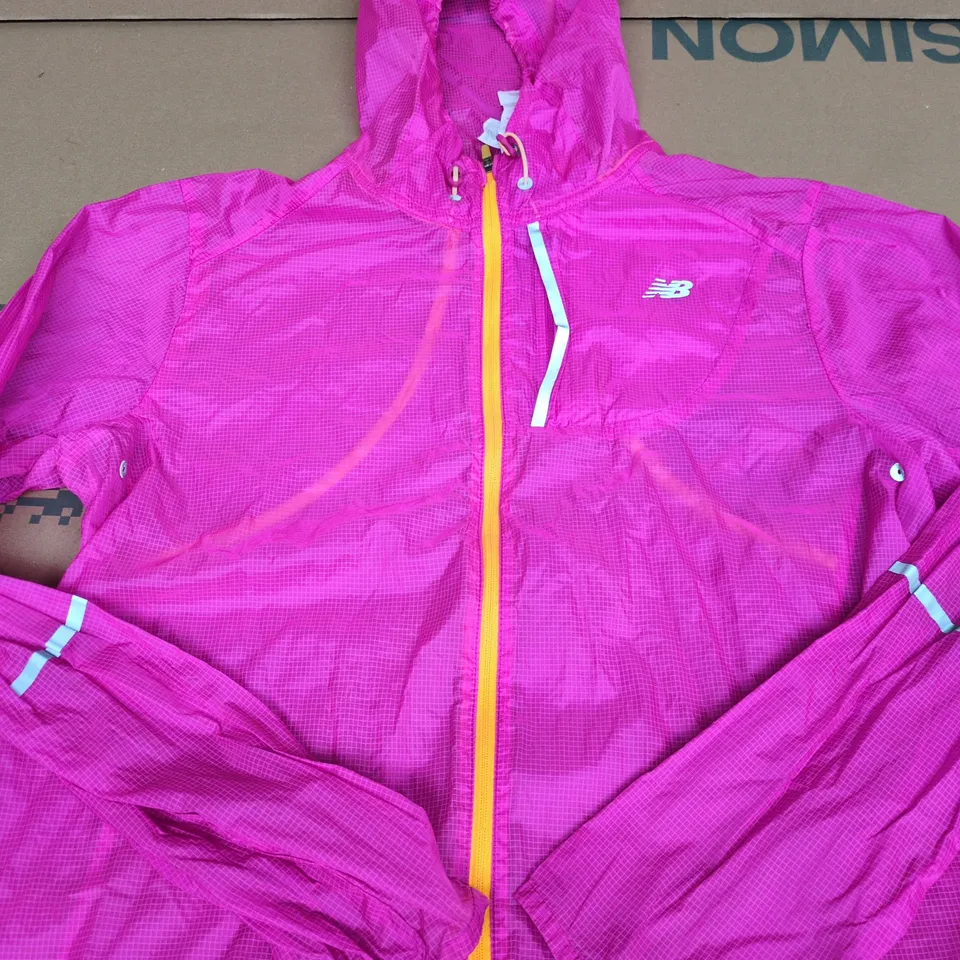 NEW BALANCE PINK HOODED WINDBREAKER JACKET – SIZE M