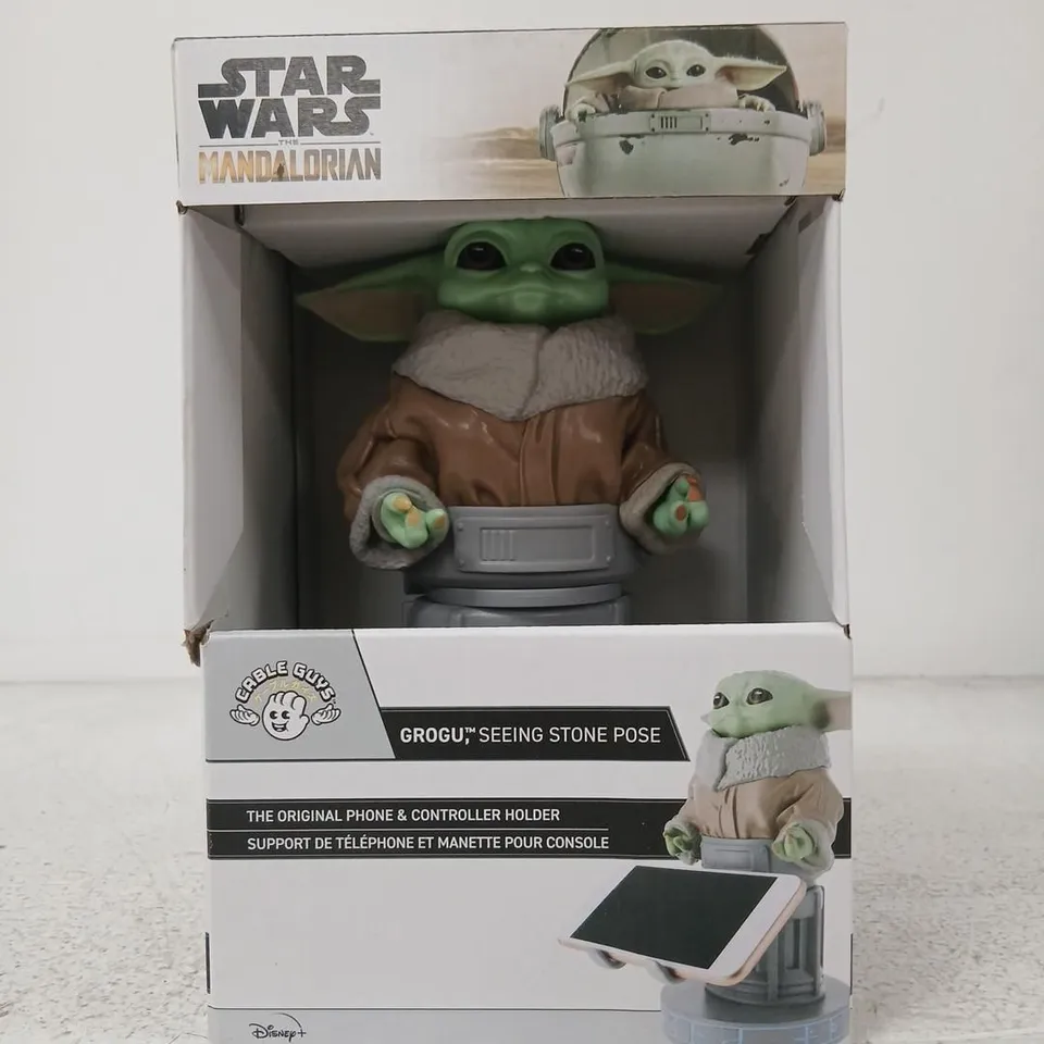 SIX BRAND NEW BOXED STAR WARS THE MANDALORIAN GROGU SEEING STONE POSE PHONE AND CONTROLLER HOLDER
