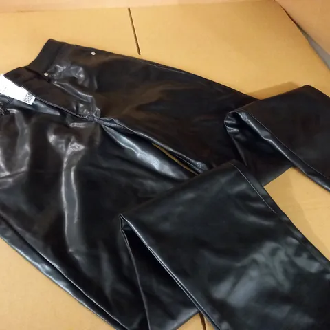 DIVIDED BLACK PU TROUSERS - UK 14